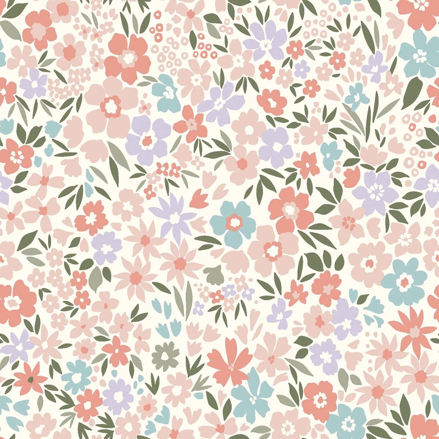 🌸Baumwolle Jersey Stoff Digitaldruck - Bunte Blumen - Wollweiß