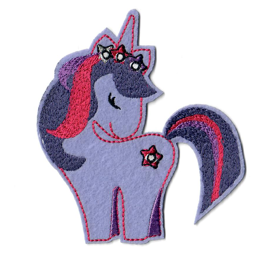 Stick - Applikation zum Aufbügeln ca. 9,0 cm x 10,5 cm - Einhorn - lila/pink