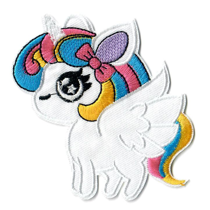 Stick-Applikation zum Aufbügeln - kleines Einhorn - weiß