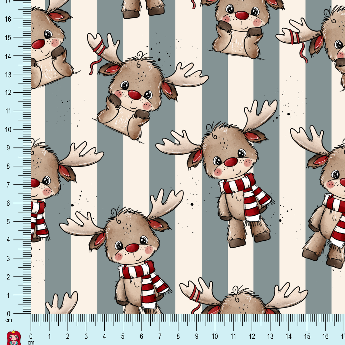 Eigenproduktion Ripp-Jersey ElchZeit Katzengold-Design - Streifen