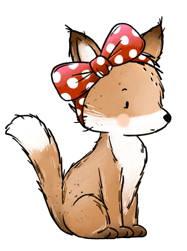 Bügelbild Applikation - Katzengold Design - Fuchs mit Schleife