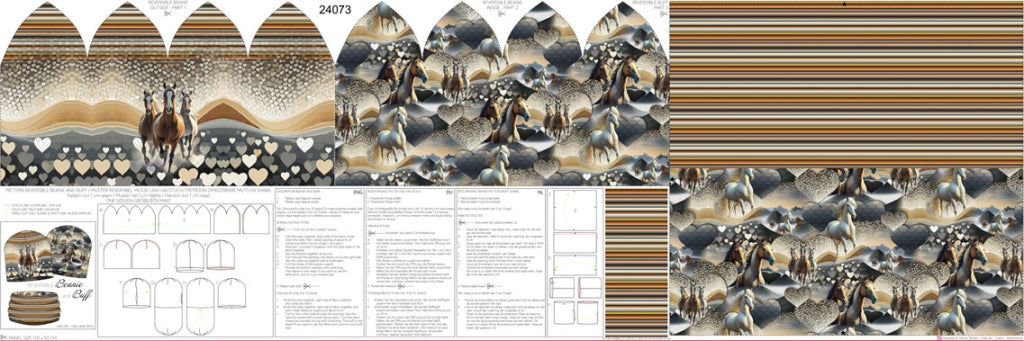 French Terry Mützen- & Loop-Panel „Wüstenpferde“ – Digitaldruck