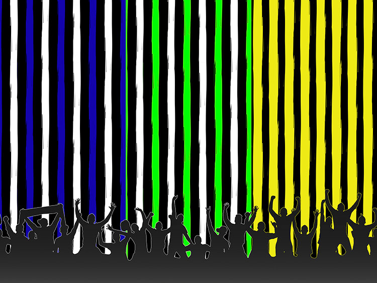 Jersey Bordürenstoff Swafing Fans - Fans auf Streifen