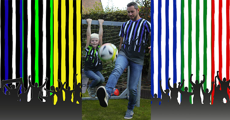 Jersey Bordürenstoff Swafing Fans - Fans auf Streifen