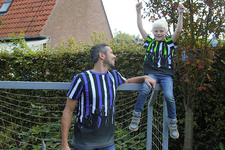 Jersey Bordürenstoff Swafing Fans - Fans auf Streifen