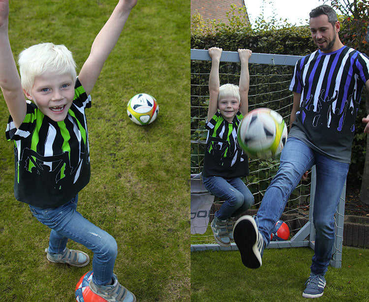 Jersey Bordürenstoff Swafing Fans - Fans auf Streifen