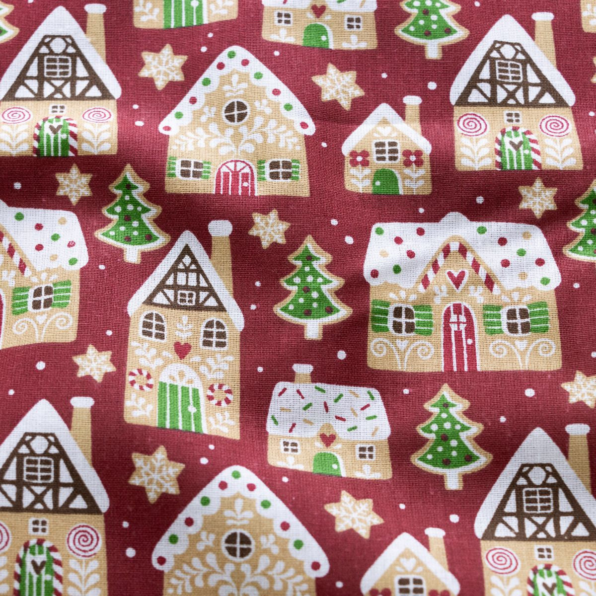 Webware Baumwolle Christmas - Lebkuchenhäuser