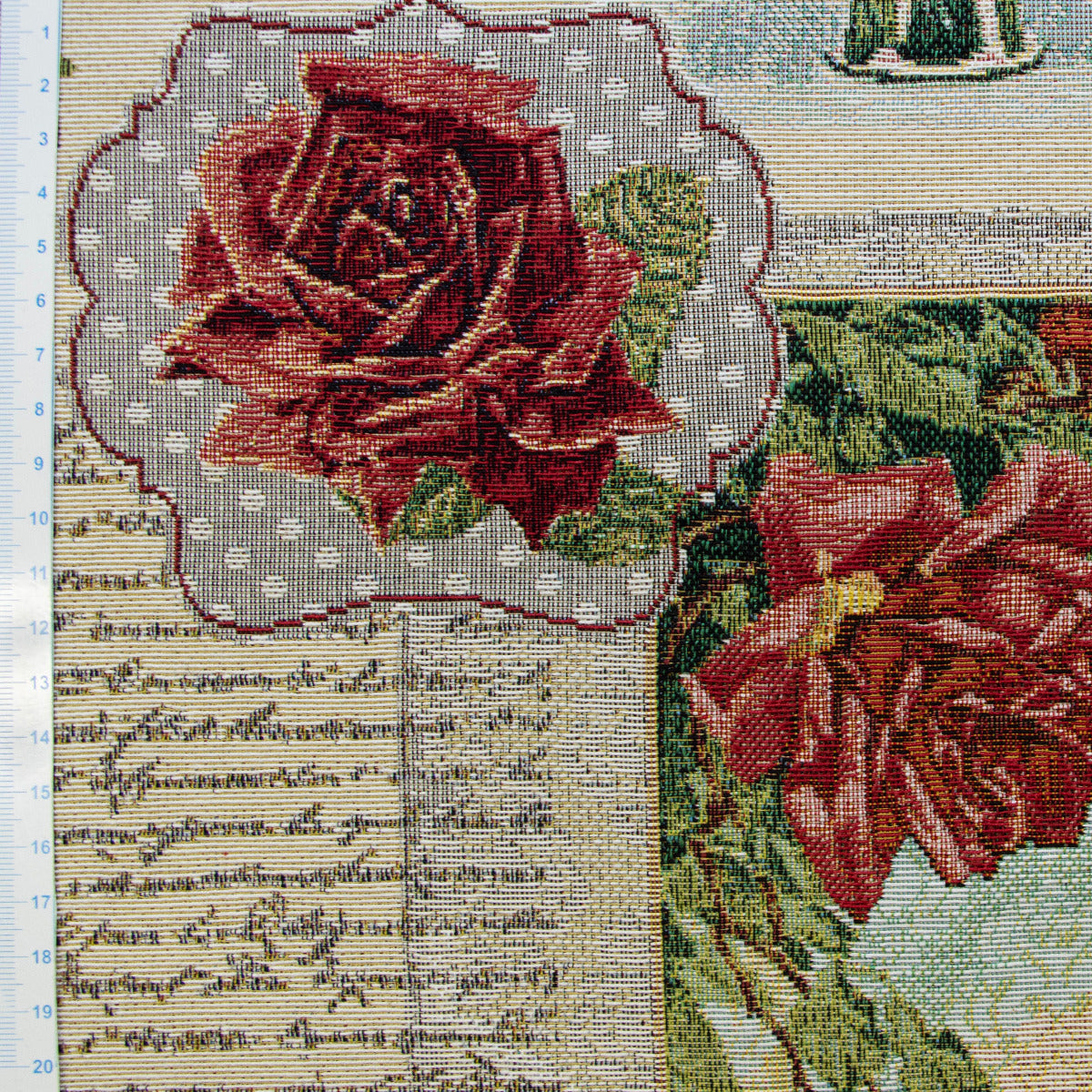 Jacquard Gobelin Dekostoff - verschiedene Blumen - beige