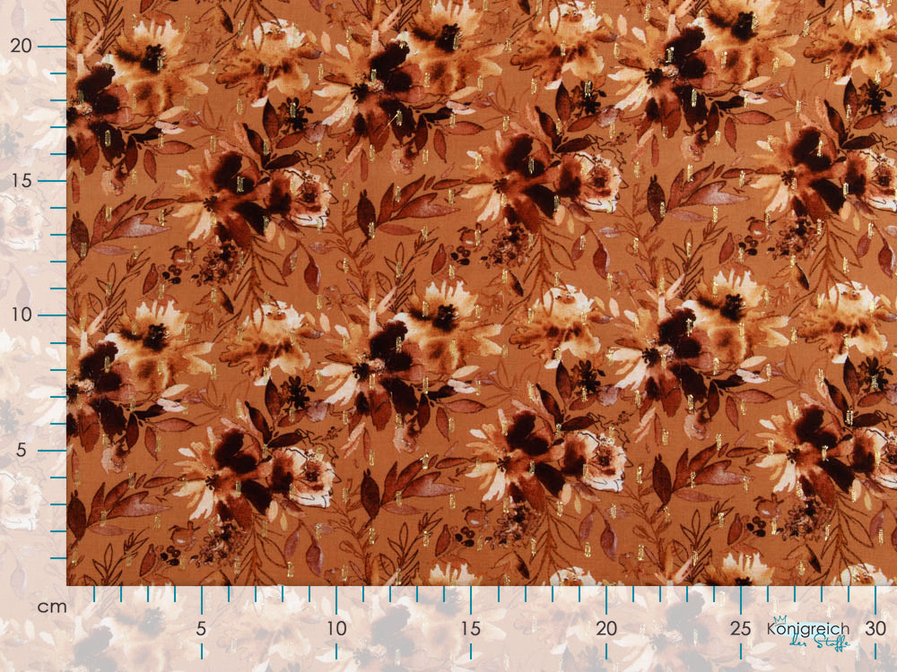 Webware Viskose mit Glitzer Radiance - Blumenmeer - haselnuss