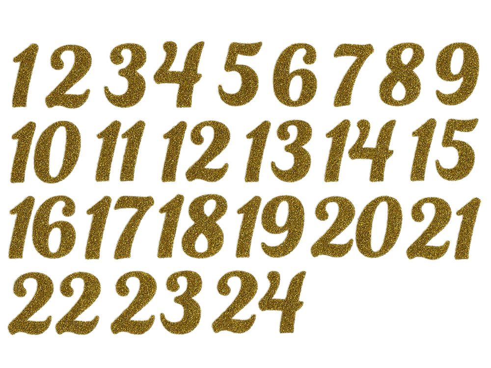 Transfer-Applikation zum Aufbügeln DIN A4 - Glitzer-Zahlen für DIY Adventskalender