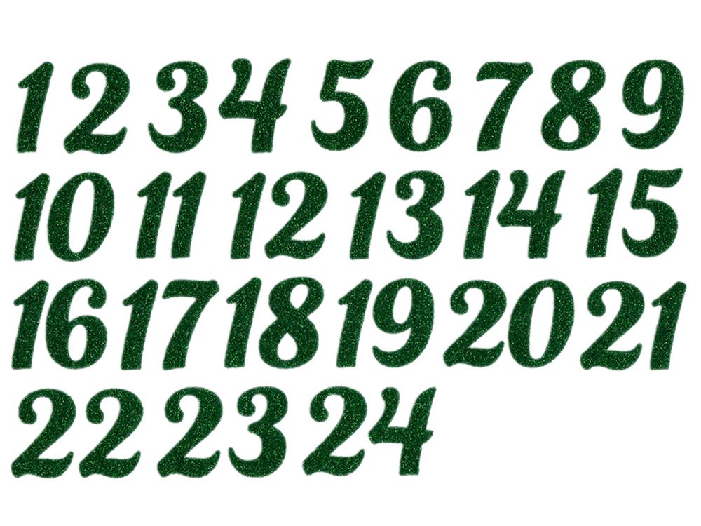 Transfer-Applikation zum Aufbügeln DIN A4 - Glitzer-Zahlen für DIY Adventskalender
