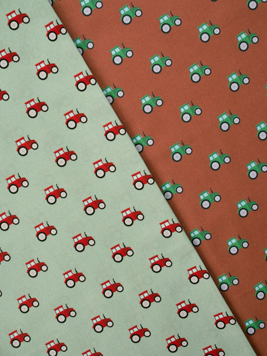 Webware Baumwolle Swafing Happy Harvest - Traktoren - terrakotta