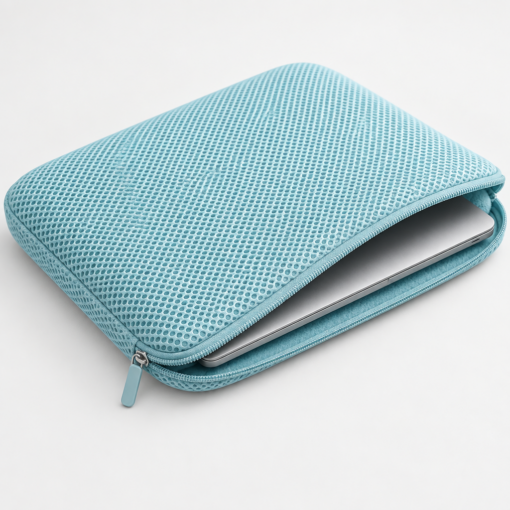 Hellblaue Laptop-Hülle aus 3D Air-Mesh im Format 1:1