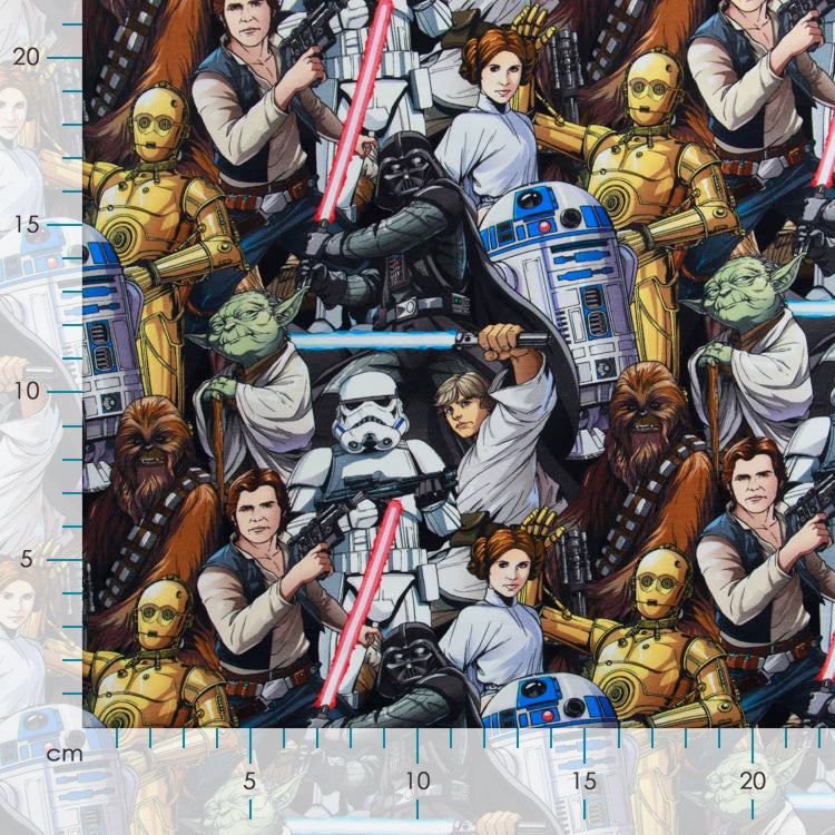 Jersey Hemmers Itex Star Wars - Yoda, R2-D2 und Luke Skywalker mit Lichtschwertern - anthrazit