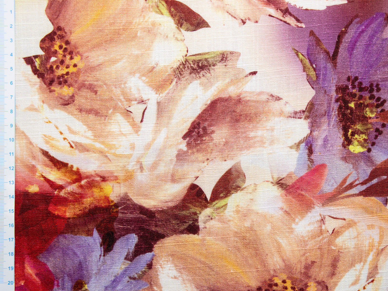 Viskose Leinen Digitaldruck - große Blüten - hellgelb