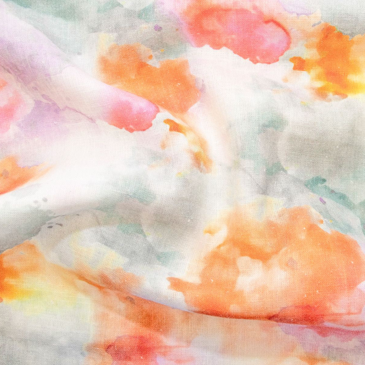 Leinen mit 10% Baumwolle gewebt- Abstraktes Muster - orange - grau