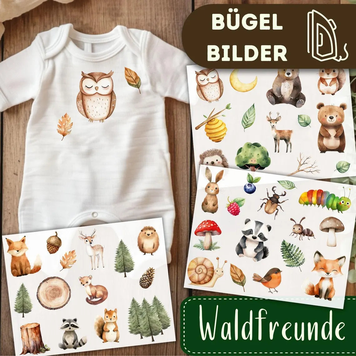 Waldfreunde Bügelbilder - Set - Wasserfarbe