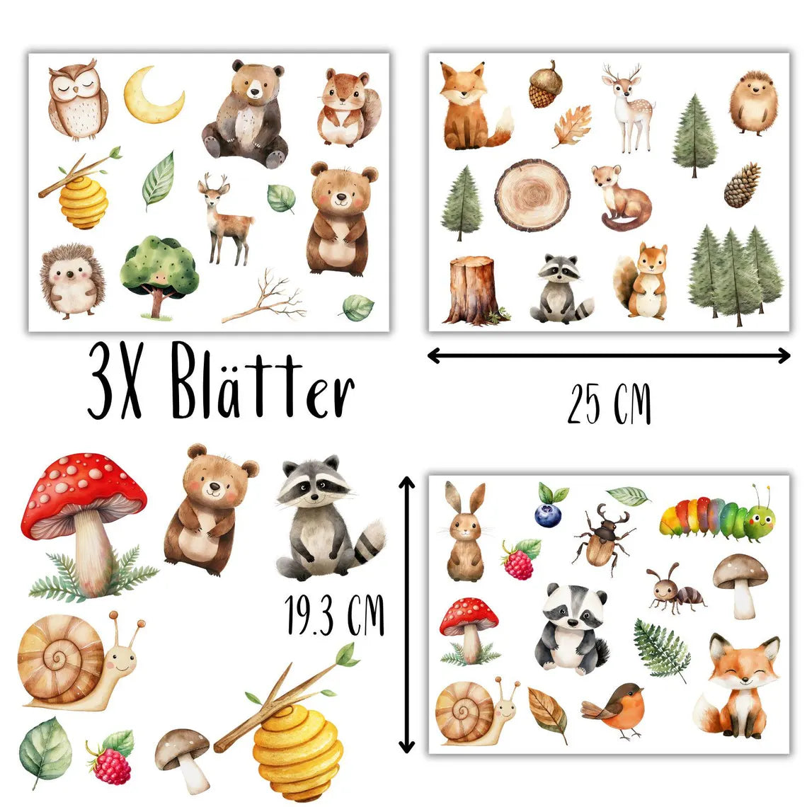 Waldfreunde Bügelbilder - Set - Wasserfarbe
