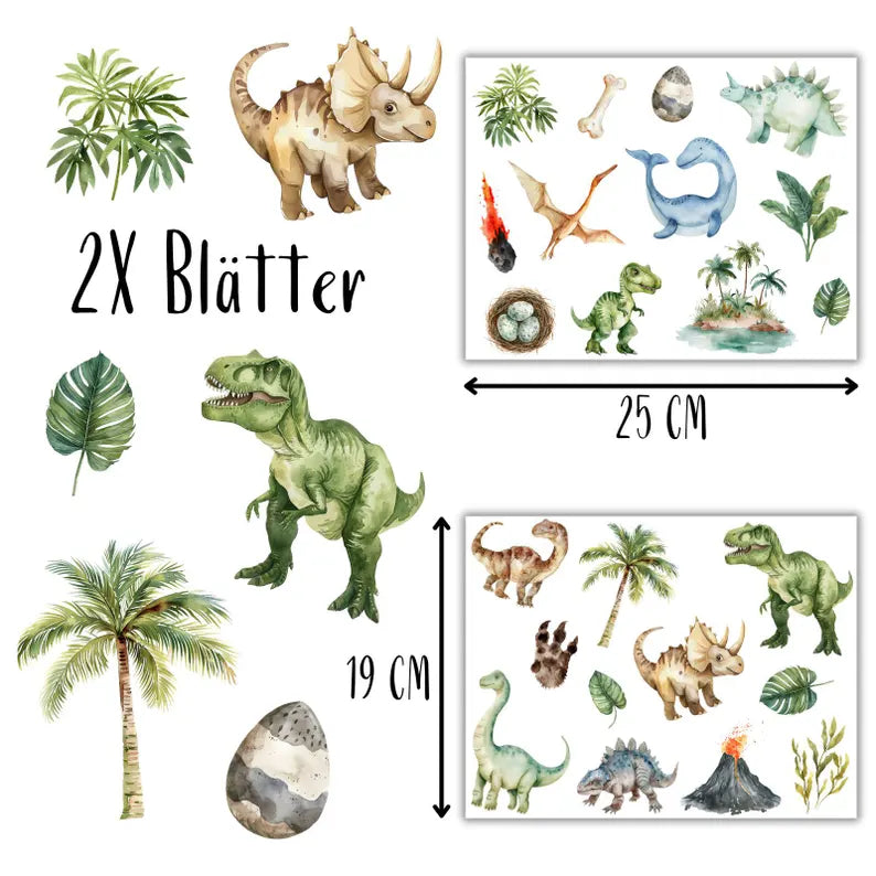 Dinosaurier Bügelbilder - Set - Wasserfarbe