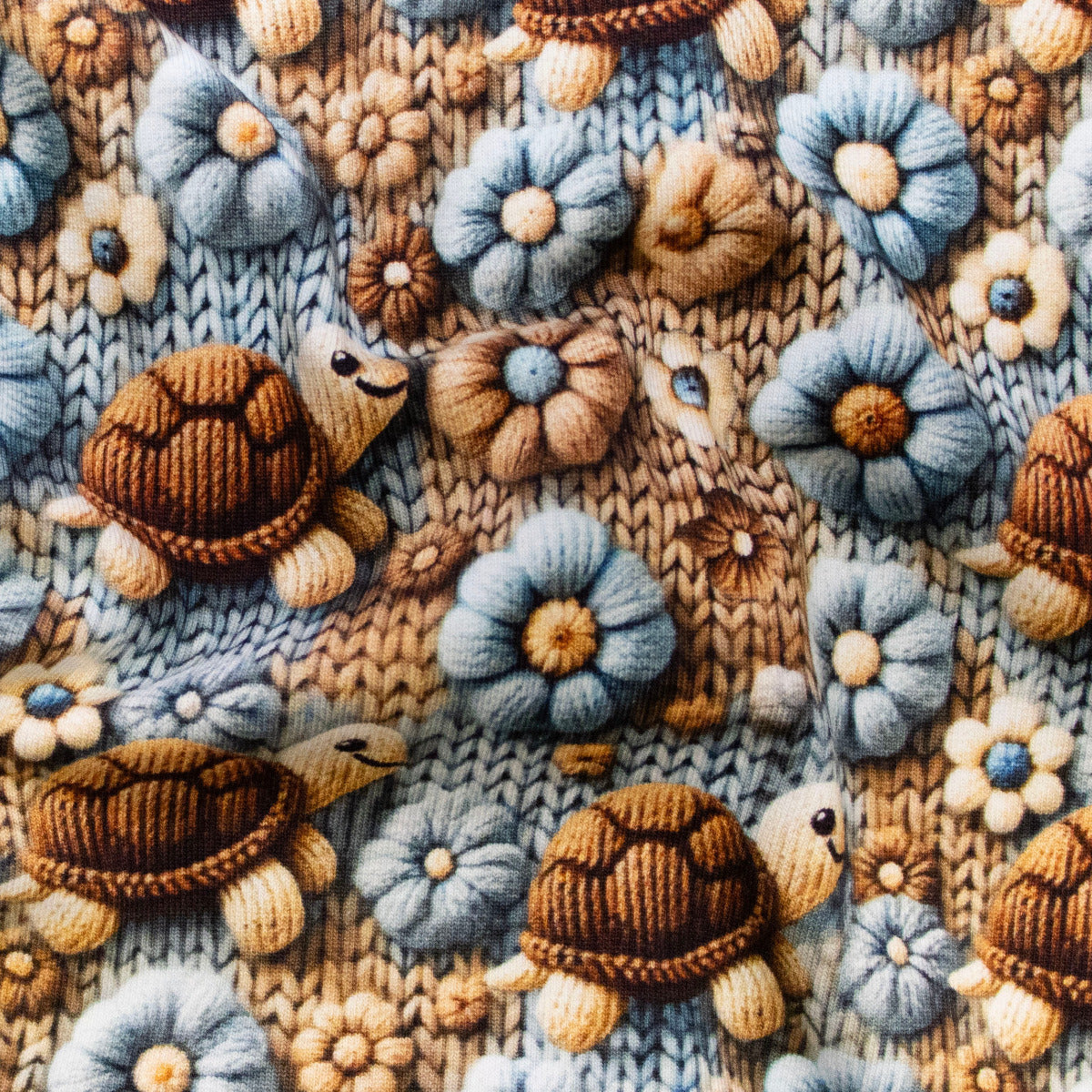 Jersey Digitaldruck - Süße Schildkröten – Beige - Blau