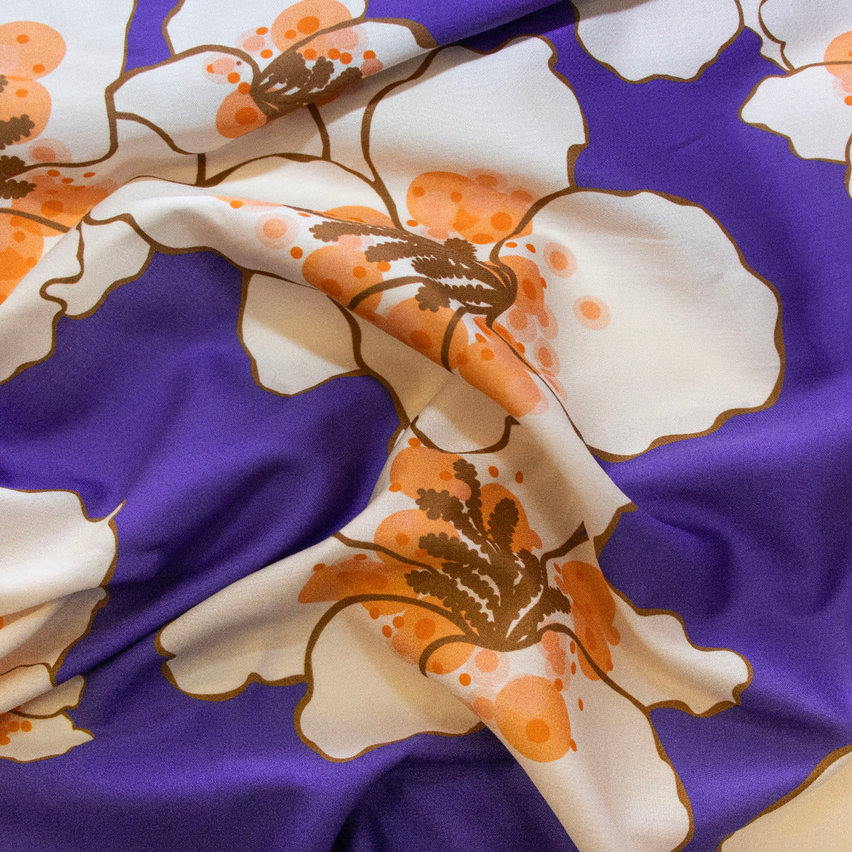 Italienische Baumwoll Popeline- Abstrakte Blumen - violett