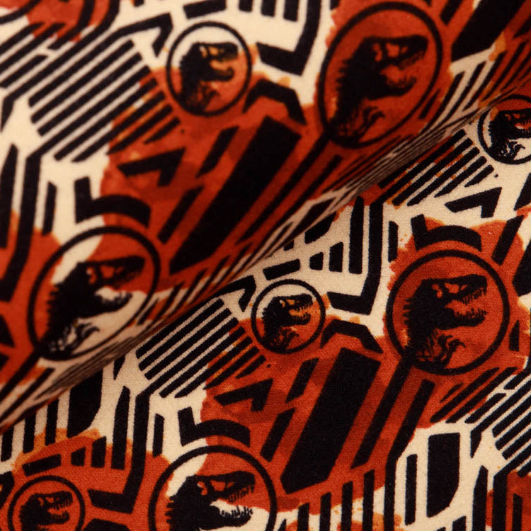 Angerauter Sweat Softtouch Jurassic World - Dinos in Kreisen - rostbraun