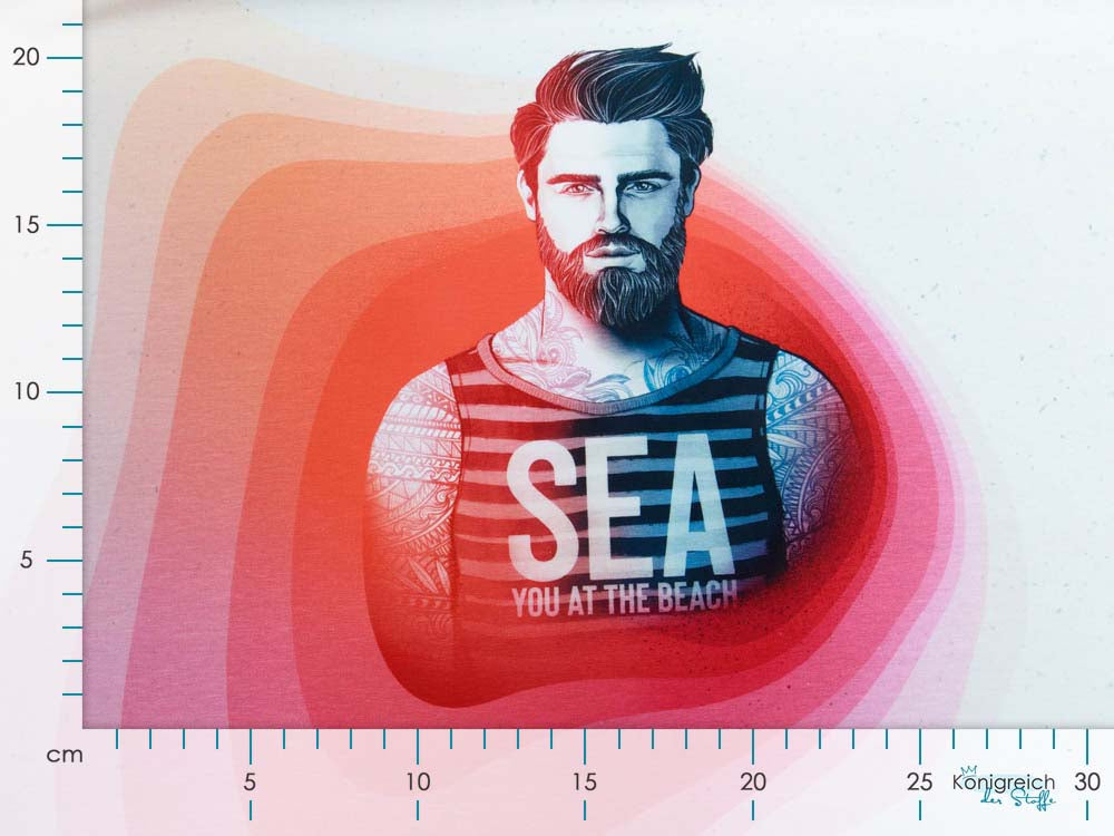 Jersey Swafing California by Thorsten Berger PANEL ca. 85 cm x 160 cm - Beach-Boy - weiß-rot