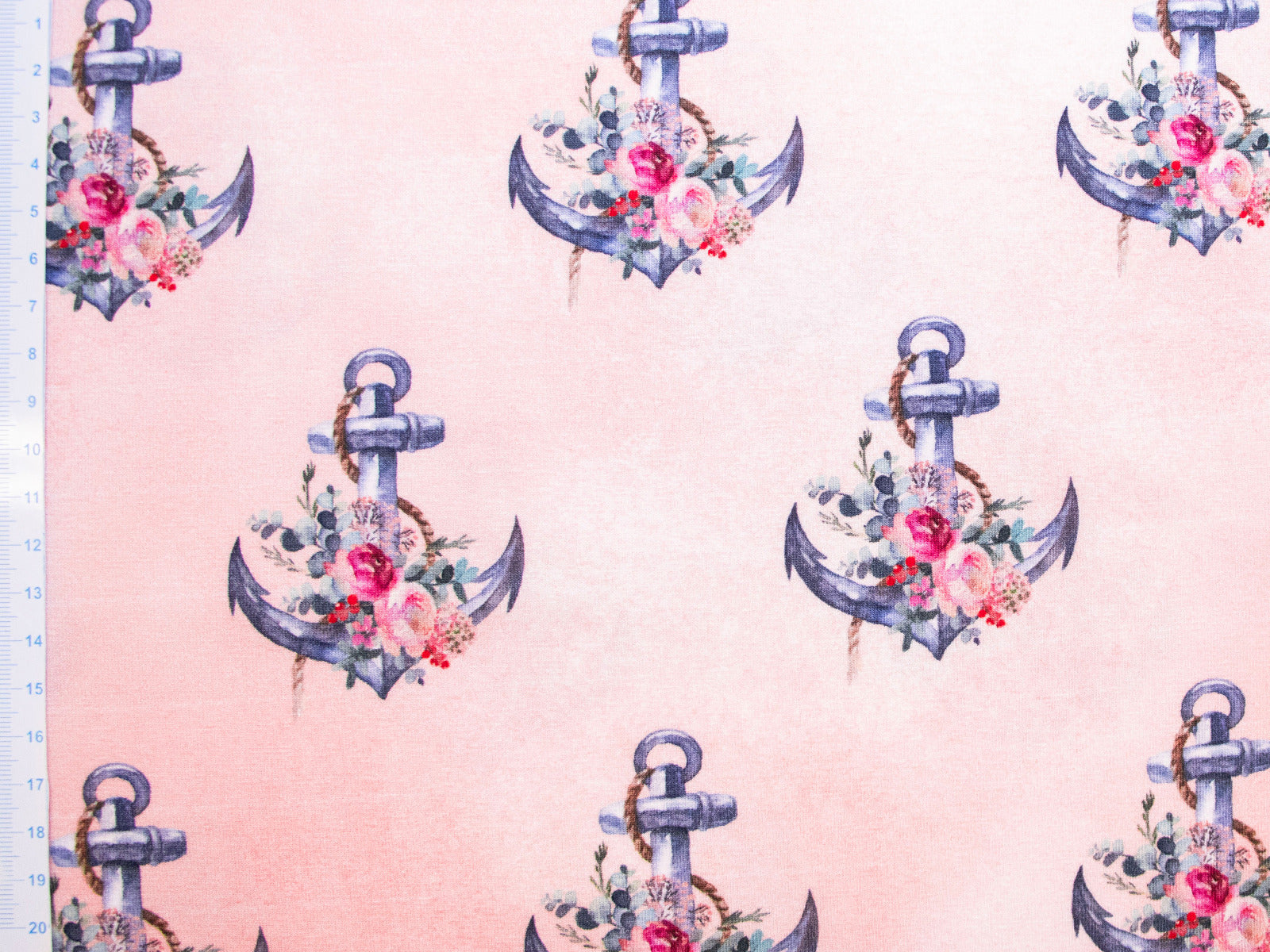 Jersey Baumwolle Digitaldruck - Anker mit Blümchen