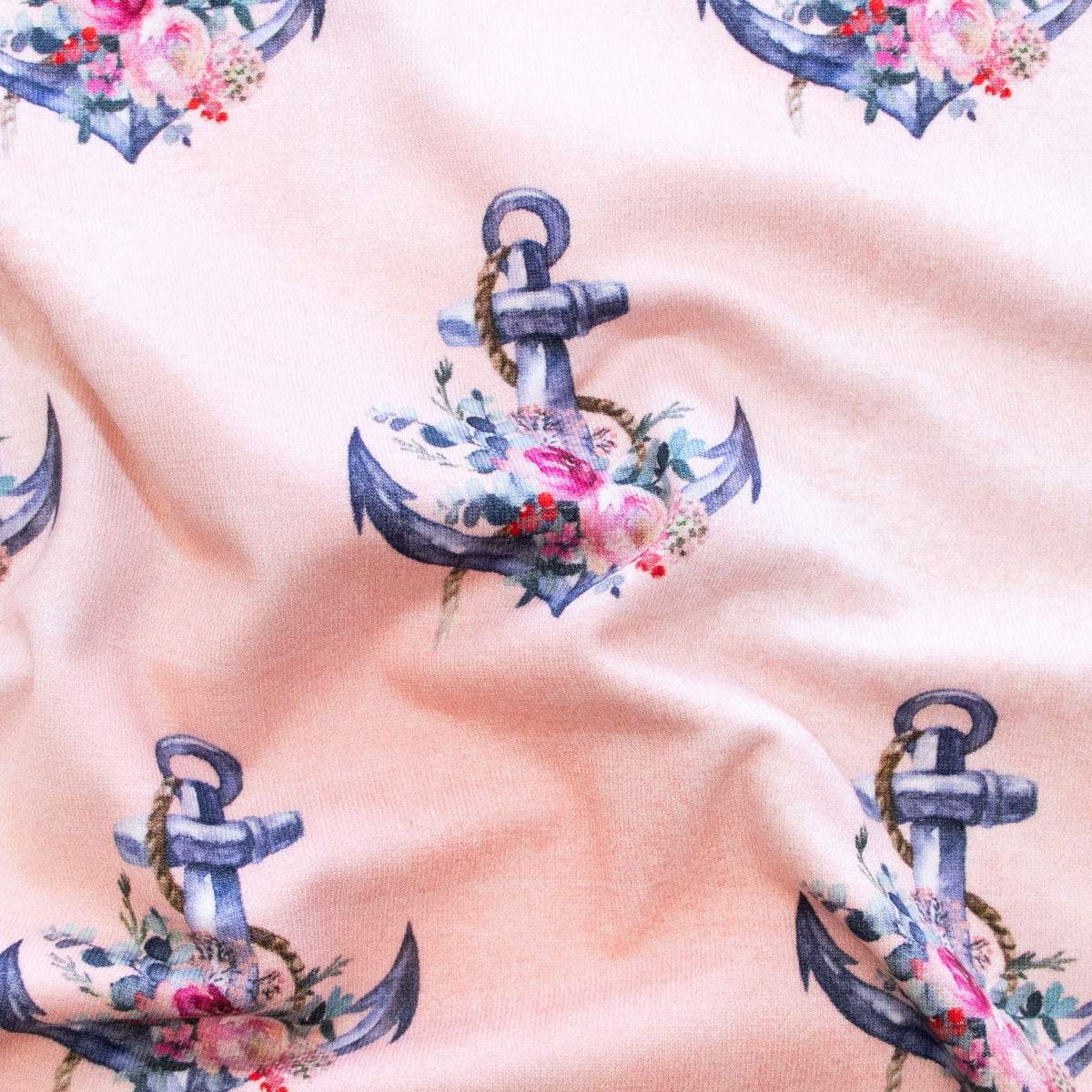 Jersey Baumwolle Digitaldruck - Anker mit Blümchen