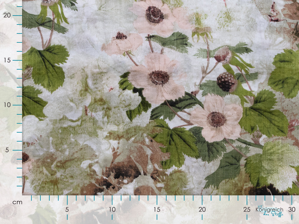 Webware Viskose - Blumenmuster - grün