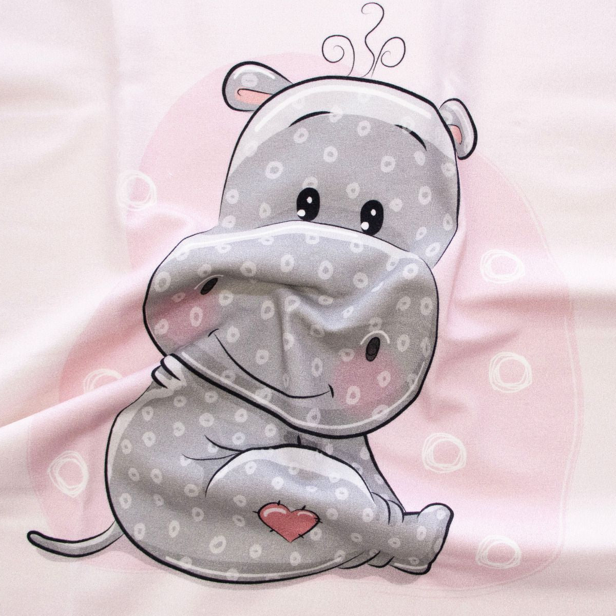 Sweat French Terry PANEL ca 40 cm x 53 cm - süßes Nilpferd - rosa