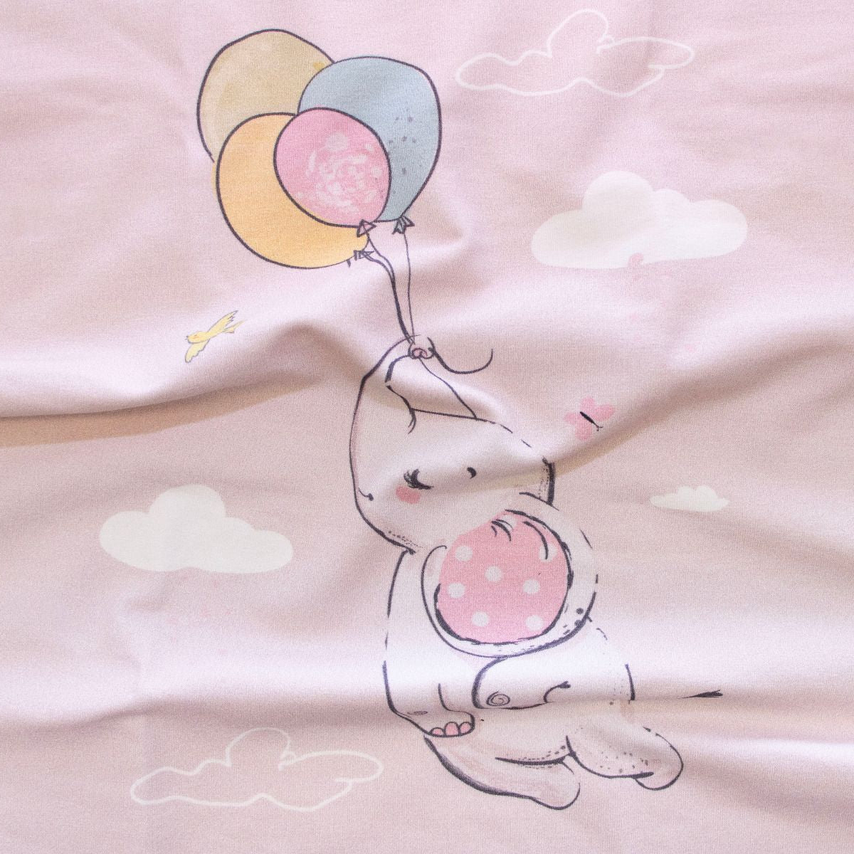 Sweat French Terry PANEL ca 40 cm x 47 cm - süßer Elefant - rosa