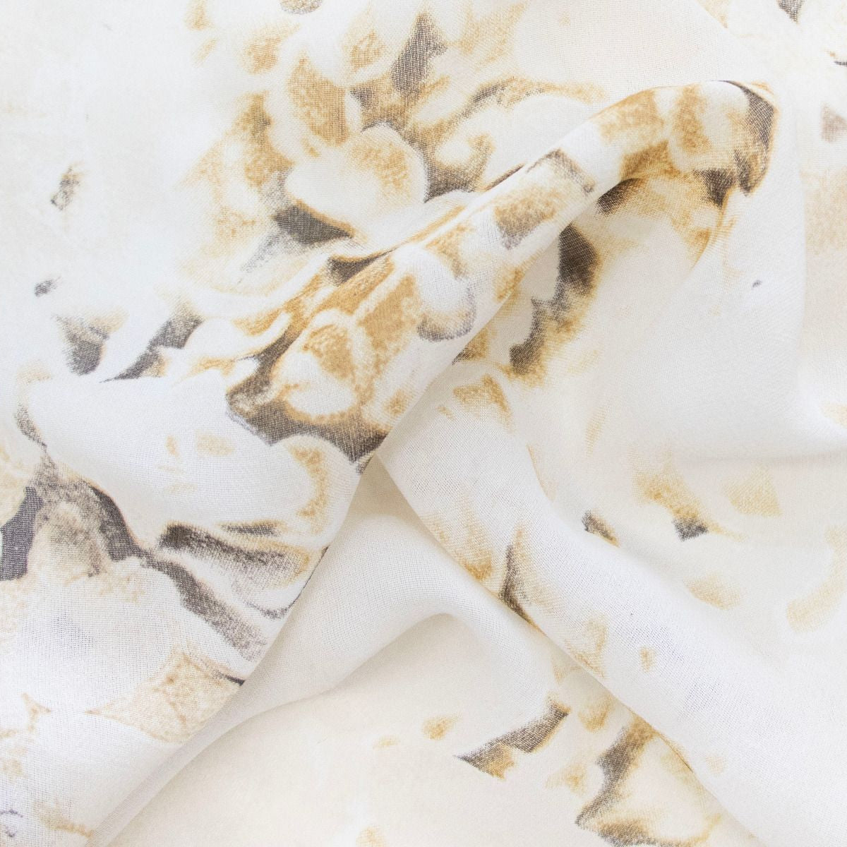 italienischer Chiffon Baumwolle - Abstrakte Blumen - creme