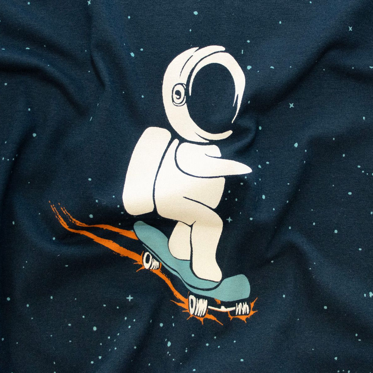 Sweat French Terry PANEL ca 140 cm x 70 cm - Astronaut mit Skateboard - dunkelblau