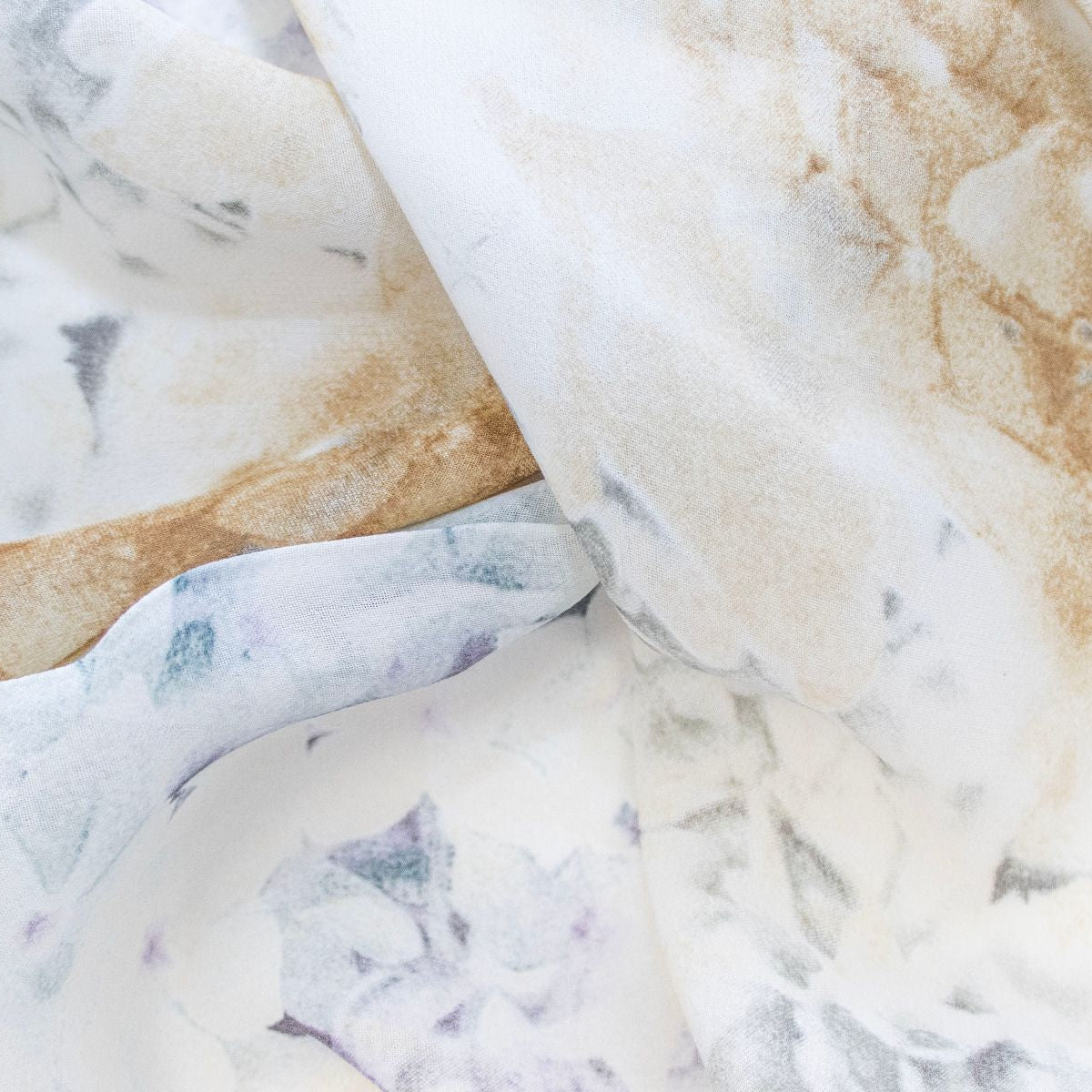 italienischer Chiffon Baumwolle - Abstrakte Blumen - weiß