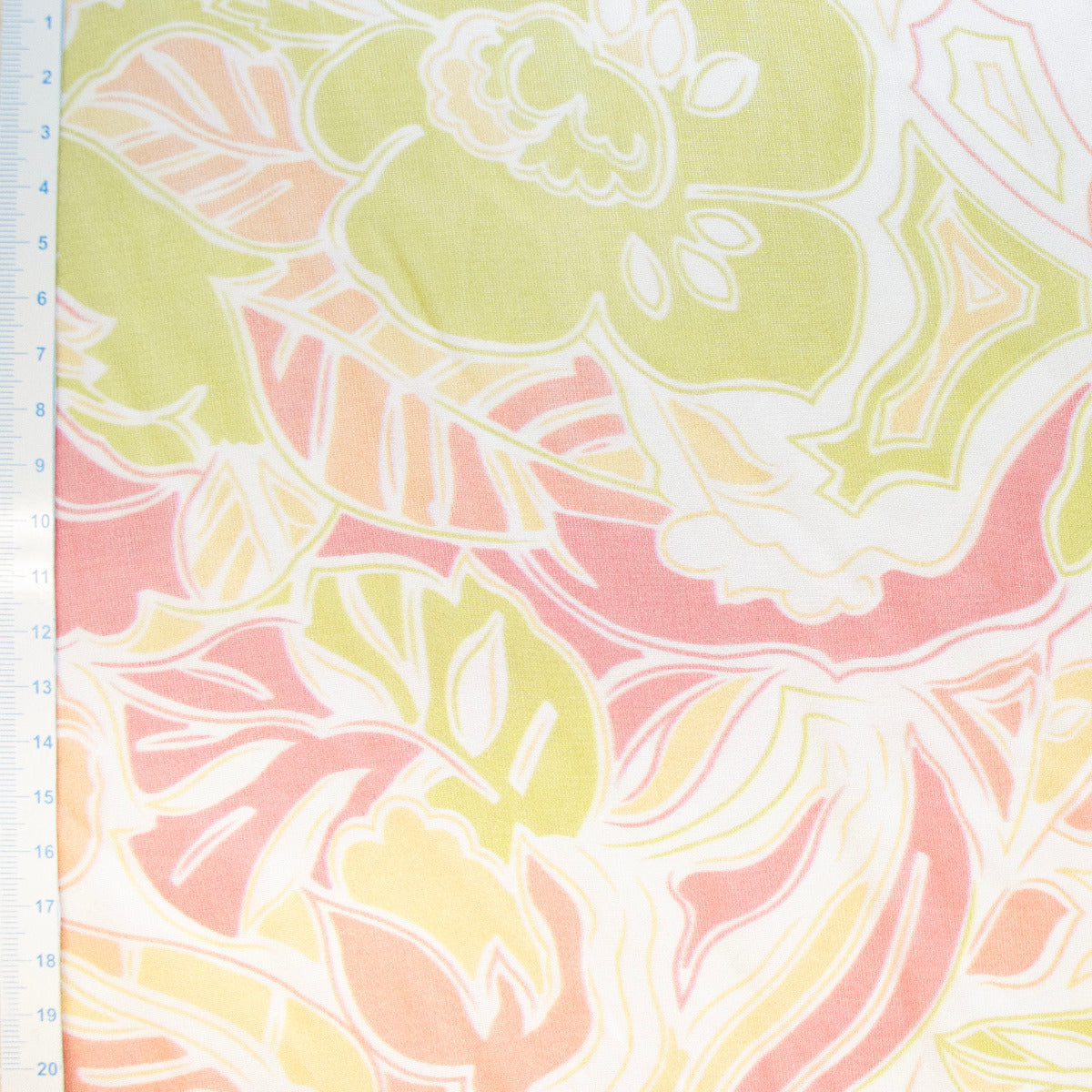 Spanischer Designerstoff Chiffon Viskose - Abstrakte Blumen - weiß - orange