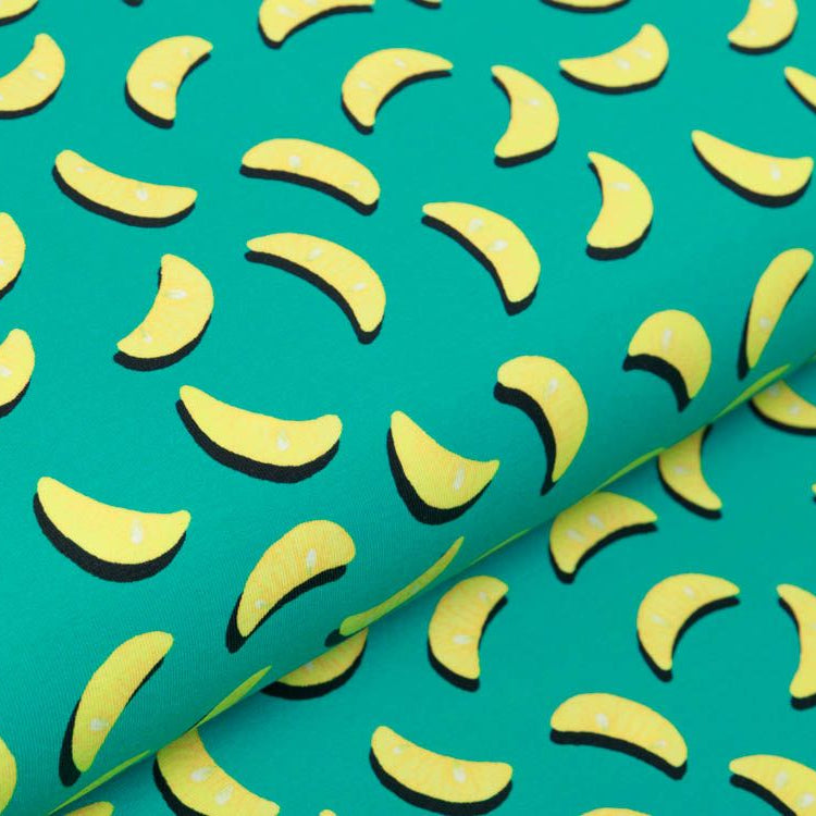 Jersey Swafing Sun & Lemon - Mandarinenspalten - grün