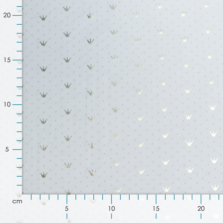 Jersey Cotton mit Foliendruck - Kronen und Punkte - weiß