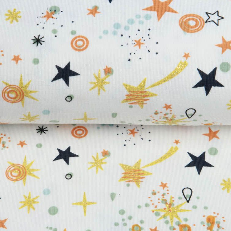 Jersey Cotton mit Foliendruck - Sternschnuppen