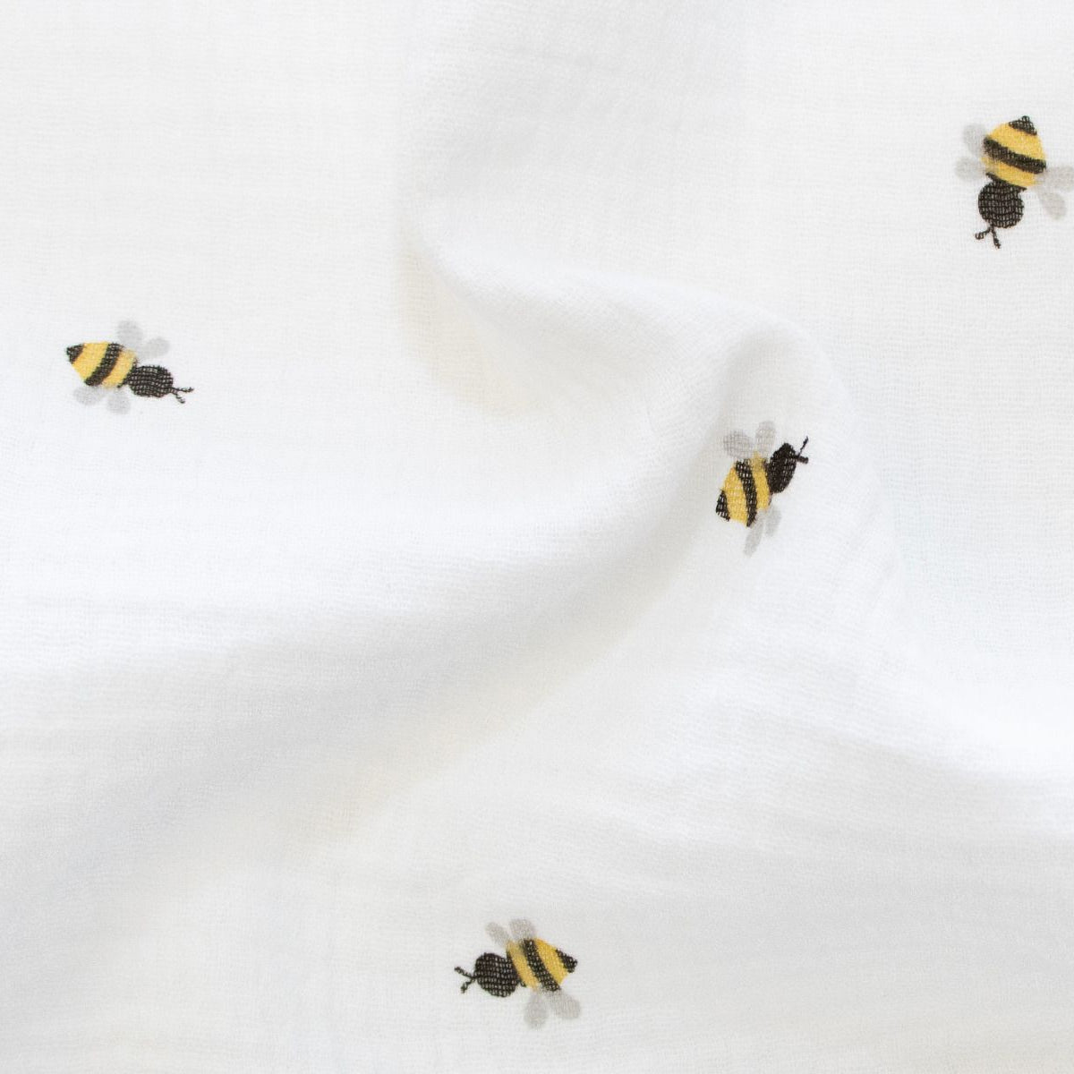 Baumwoll Musselin Double Gauze - kleine Bienchen - wollweiß