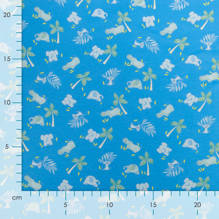 Jersey Cotton - spielende Dschungeltiere - indigoblau