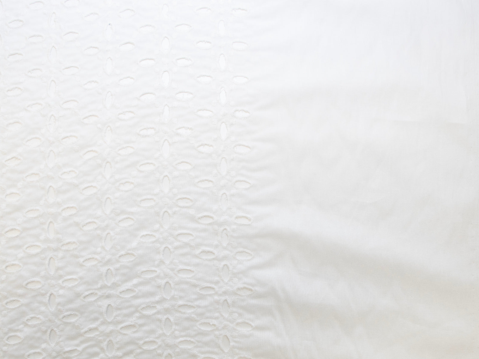 Webware Baumwolle Broderie - Lochstickerei - Florales Muster - wollweiß