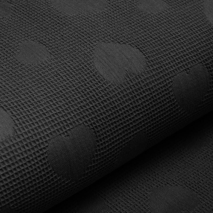 Jacquard in Waffeloptik - Herzen - schwarz