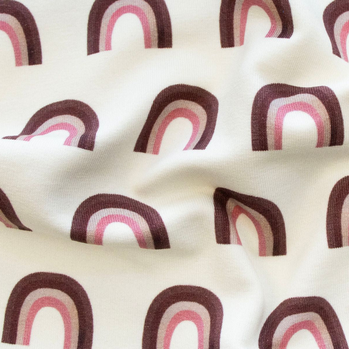 French Terry Digitaldruck - Regenbogen auf Wollweiß