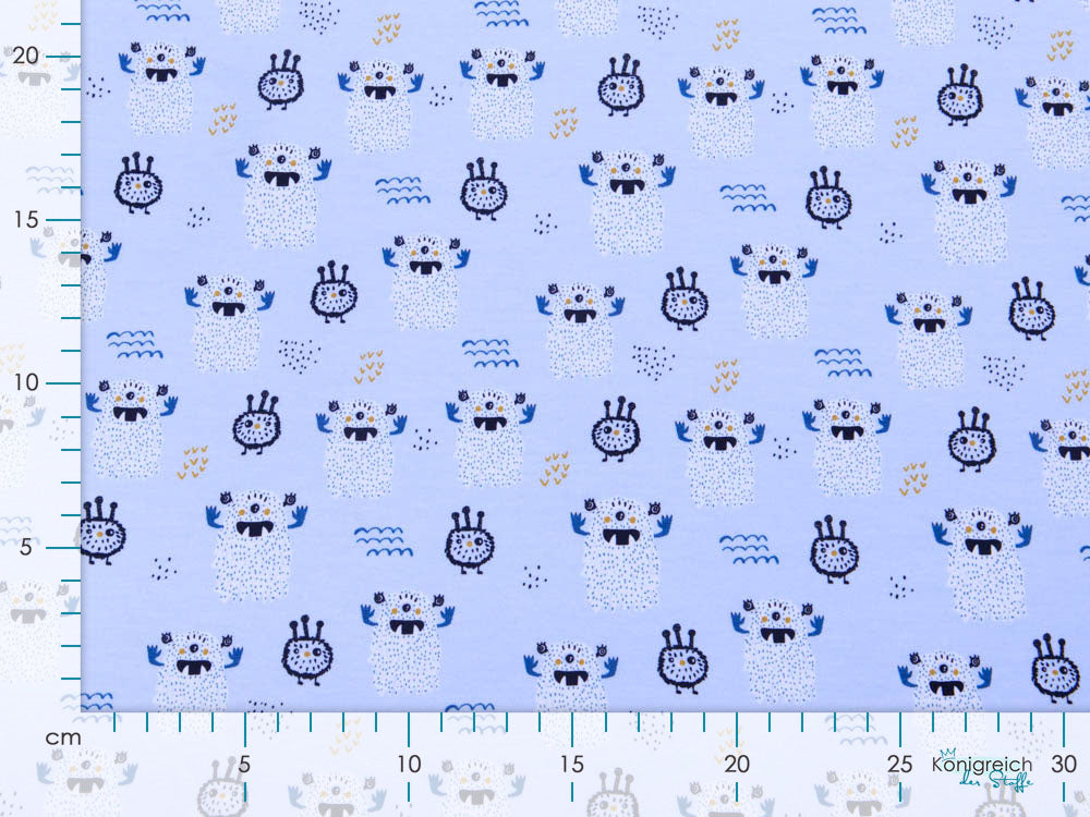 Sweat French Terry Fräulein von Julie - Monster - helles blau