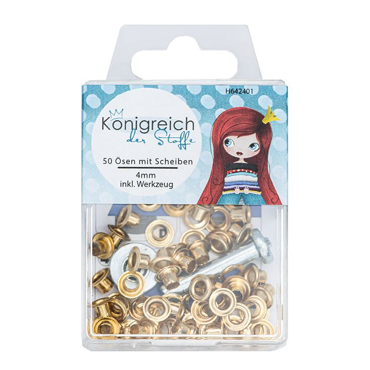 Ösen mit Scheiben - SB-Box - goldfarben