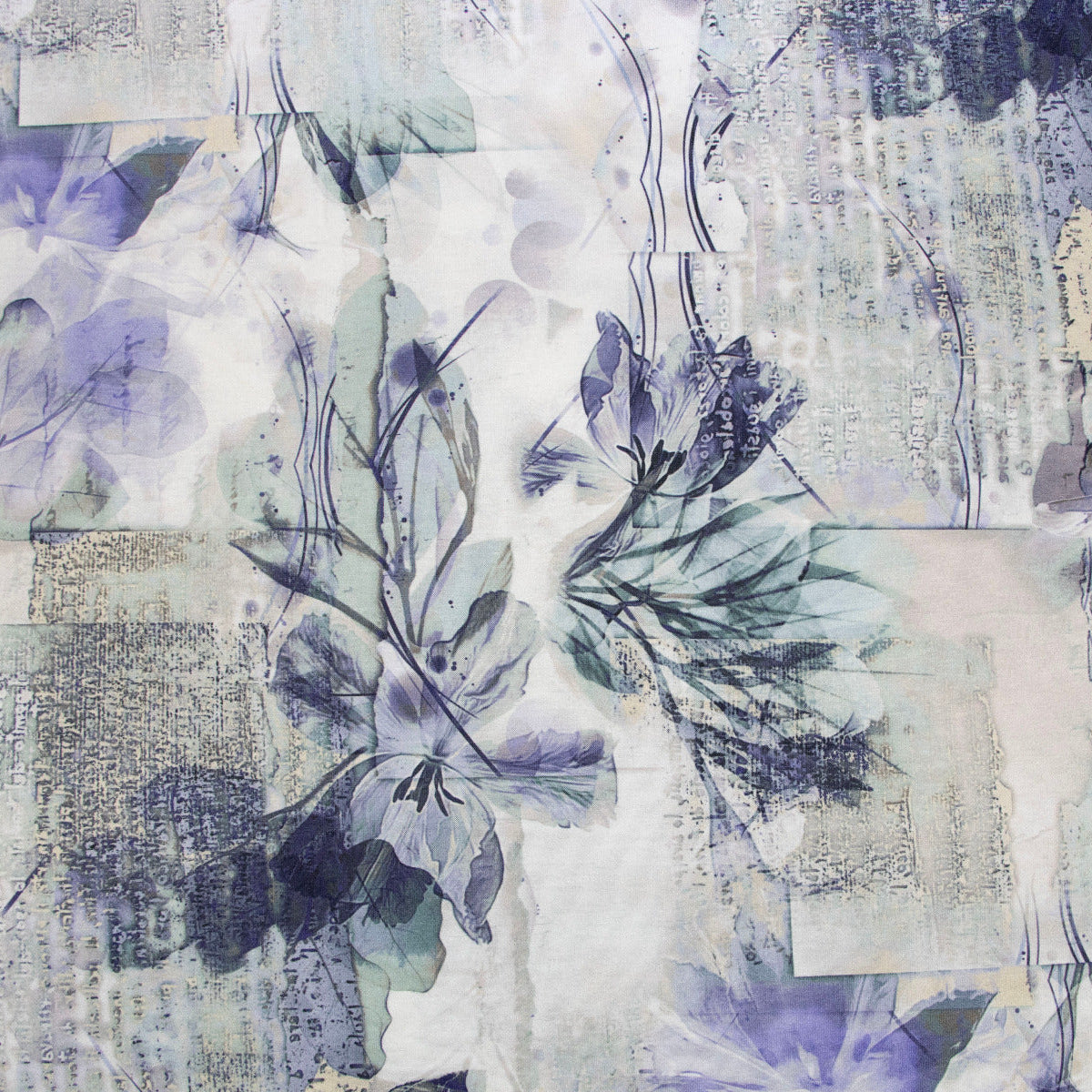 Jersey Digitaldruck - Abstraktes Muster - Hellgrau - Blau