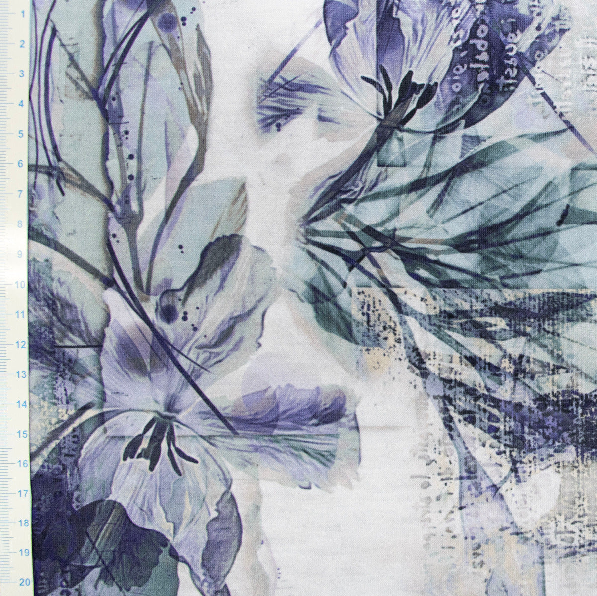 Jersey Digitaldruck - Abstraktes Muster - Hellgrau - Blau