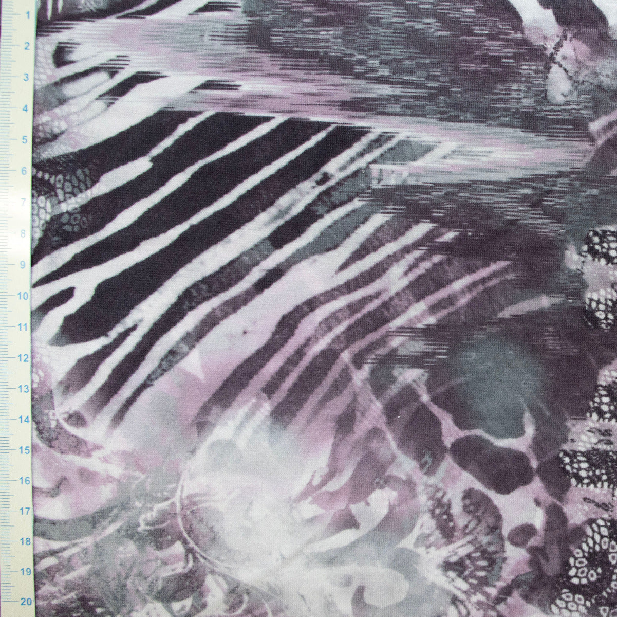 Jersey Digitaldruck - Abstraktes Muster - Weiß - Grau