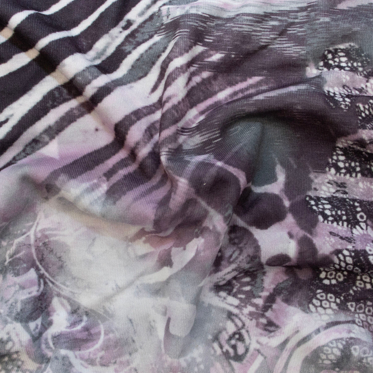 Jersey Digitaldruck - Abstraktes Muster - Weiß - Grau